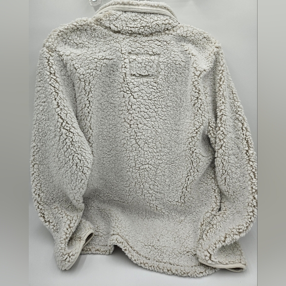 Cozy Sherpa Women's Large Off White Beige 1/4 zip Fleece PullOver With Pockets - Picture 6 of 16